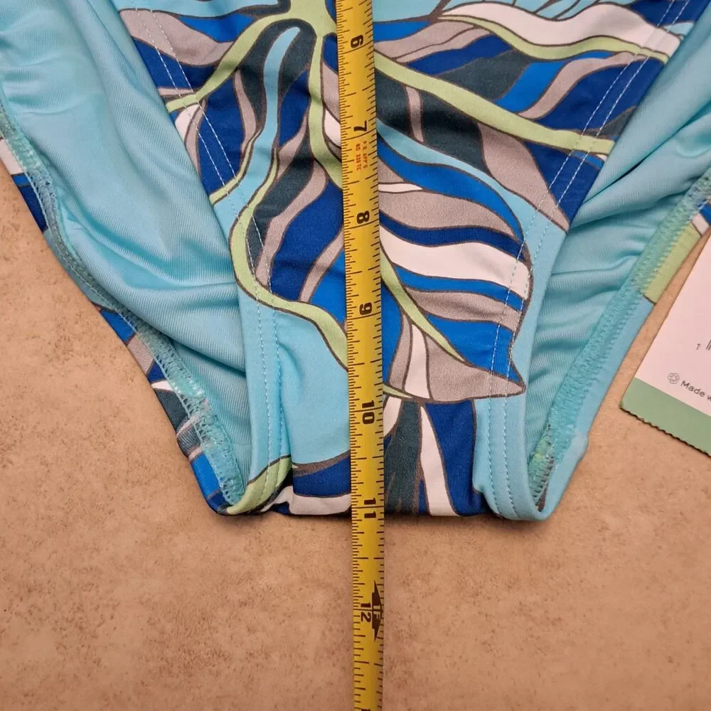 NEW Beach House Swim Mya High Waist Bikini Bottom Size 8 Blue Floral